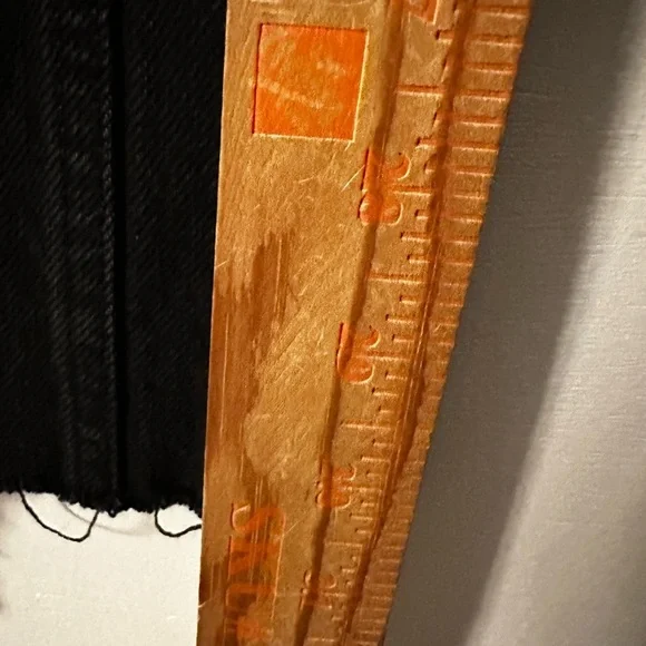 ZARA 2 Black high rise wide leg raw hem 100% cotton woman jean boho - Picture 10 of 14